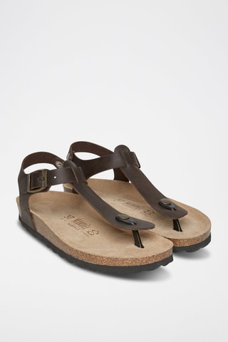 Sandali in pelle Léon - Marrone, nero e beige