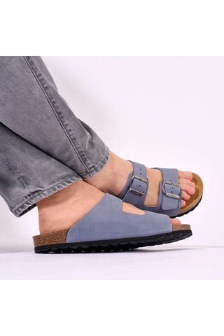 Mules en nubuck - Bleu