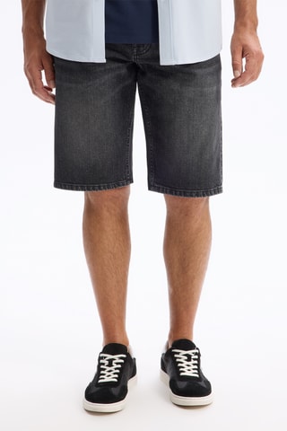 Bermuda regular in jeans - Nero