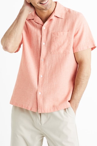 Camicia regular in lino - Rosa