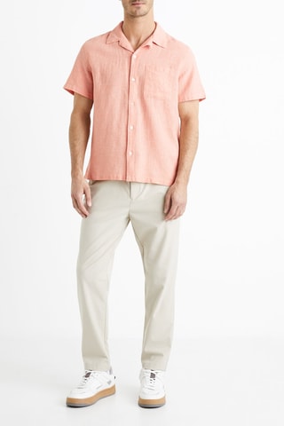 Camicia regular in lino - Rosa