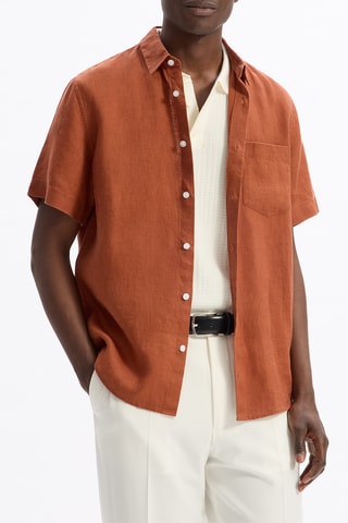 Camicia in lino - Arancione scuro