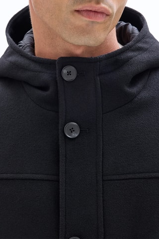 Giacca con cappuccio in lana - Nero