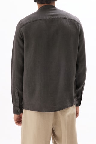 Camicia regular in lino - Grigio scuro