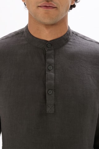Camicia regular in lino - Grigio scuro