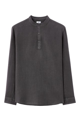 Camicia regular in lino - Grigio scuro