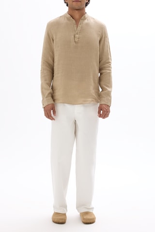 Camicia regular in lino - Beige