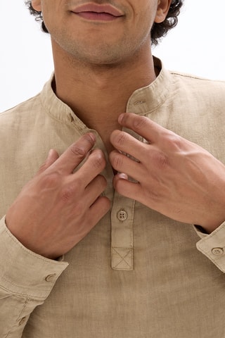 Camicia regular in lino - Beige
