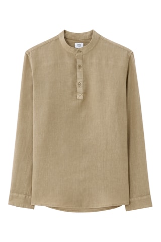 Camicia regular in lino - Beige