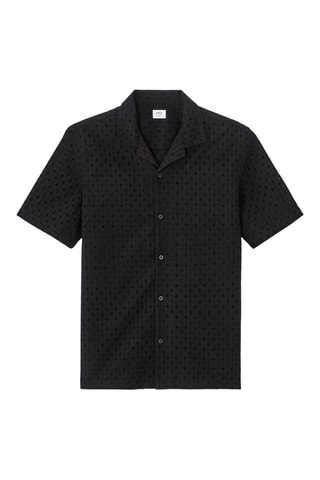 Camicia regular in sangallo - Nero