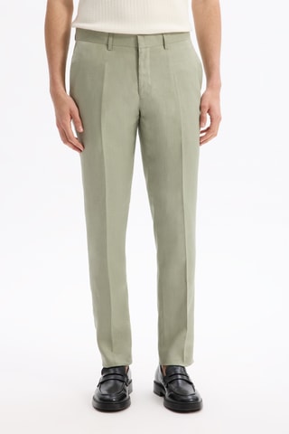 Pantaloni slim da completo in lino - Verde