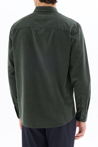 Camicia regular in velluto - Verde scuro