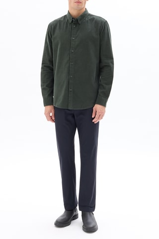 Camicia regular in velluto - Verde scuro