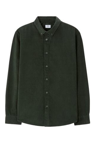 Camicia regular in velluto - Verde scuro