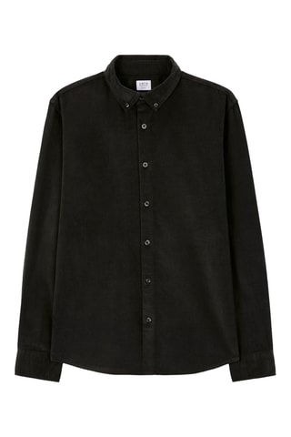Camicia regular in velluto - Nero