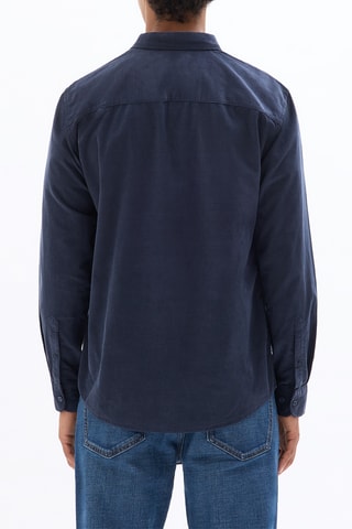 Camicia regular in velluto - Blu