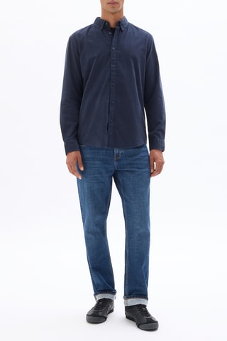Camicia regular in velluto - Blu