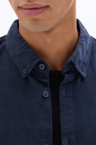 Camicia regular in velluto - Blu