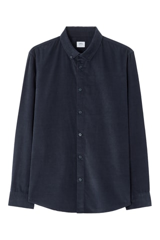 Camicia regular in velluto - Blu