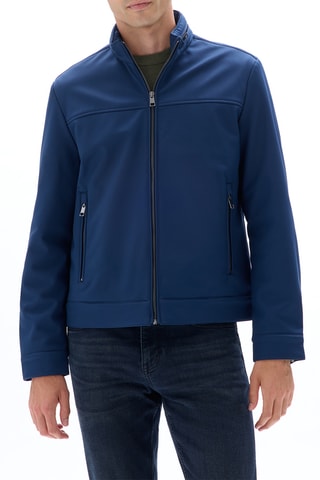 Giacca Softshell con cappuccio. - Blu scuro