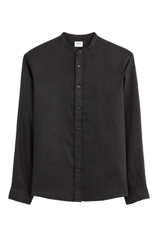 Camicia regular in lino - Nero