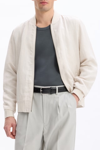 Bomber in lino - Beige chiaro