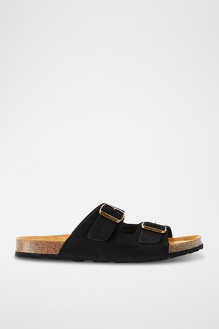Ciabatte in pelle scamosciata - Nero