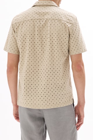 Camicia regular in sangallo - Beige