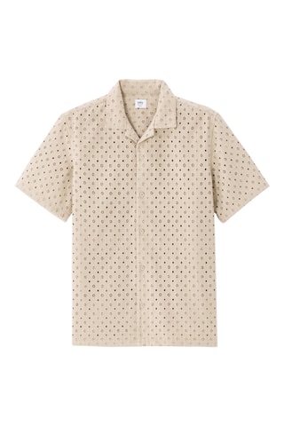 Camicia regular in sangallo - Beige