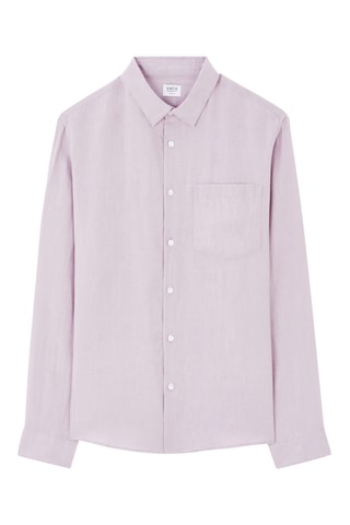 Camicia regular in lino - Viola
