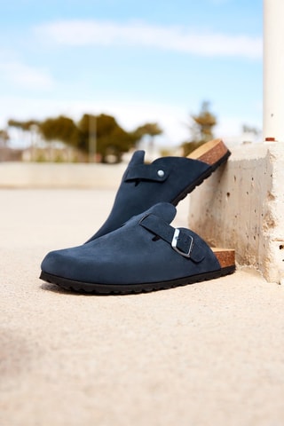 Sabot in pelle scamosciata Rosso - Navy