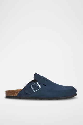 Sabot in pelle scamosciata Rosso - Navy
