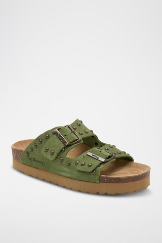 Mules plateformes en cuir - Vert