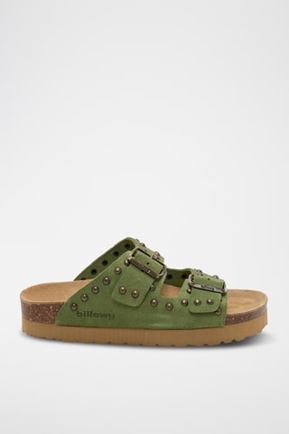 Mules plateformes en cuir - Vert