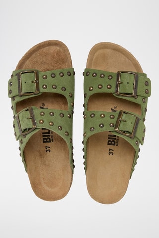 Mules plateformes en cuir - Vert