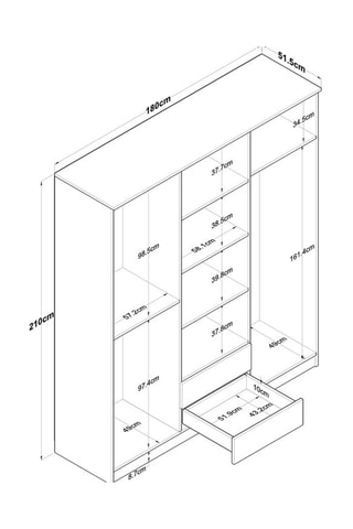 Armoire 6 portes - 180 x 210 x 51,5 cm