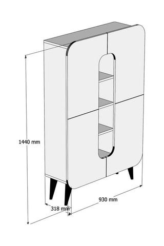 Meuble de rangement 2 portes - 93 x 31,8 x 144 cm