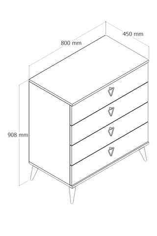 Commode 4 tiroirs Versa - 80 x 90,8 x 45 cm