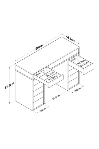 Coiffeuse 13 tiroirs - 120 x 81,6 x 44,5 cm