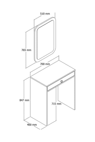 Coiffeuse Lizbon Mirror -70 x 84,7 x 40 cm