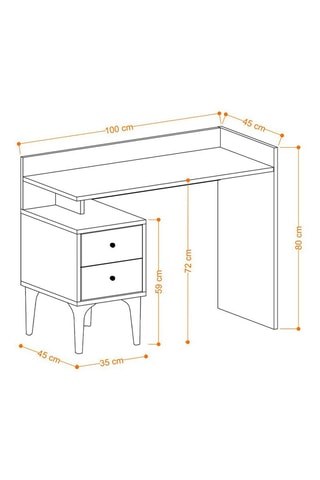 Bureau 2 tiroirs Puuk - 100 x 80 x 45 cm