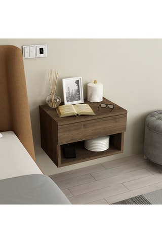 Table de chevet 1 tiroir Ribes - Imitation noyer