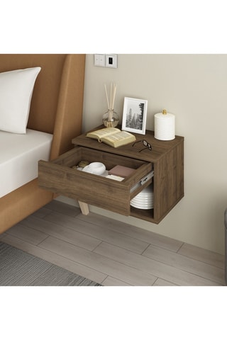 Table de chevet 1 tiroir Ribes - Imitation noyer