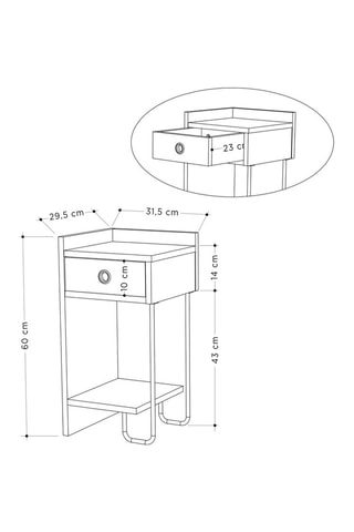 Table de chevet tiroir - 32 x 61 x 30 cm