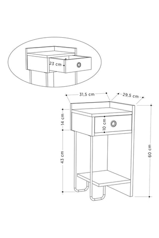 Table de chevet tiroir - 32 x 61 x 30 cm