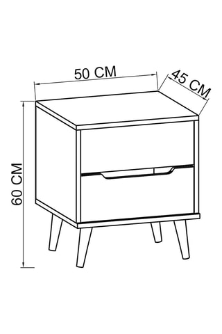 Table de chevet 2 tiroirs Flora - 60 x 50 x 45 cm