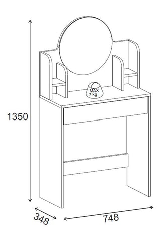 Coiffeuse 1 tiroir Idis - 135 x 74,8 x 34,8 cm