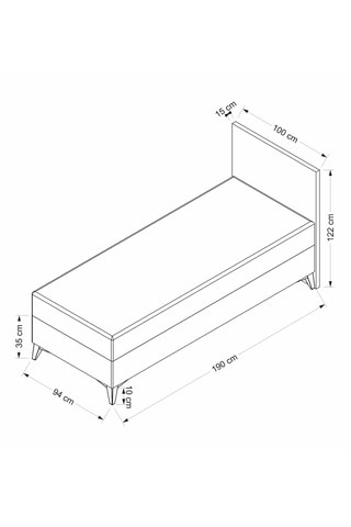 Lit-coffre et tête de lit Samira - 90 x 190 cm