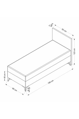 Lit-coffre et tête de lit Bade - 90 x 190 cm