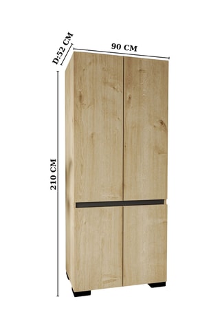 Armoire 4 portes Floransa - 90 x 210 x 52 cm